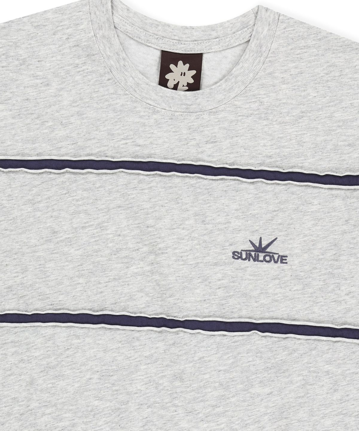 썬러브투어(SUNLOVETOUR) Raw Edge Stripe Tee Heather Grey