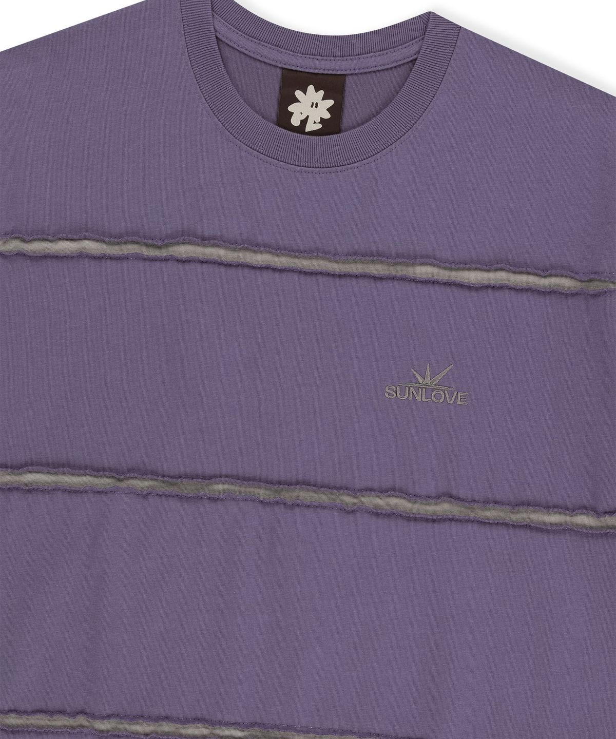 썬러브투어(SUNLOVETOUR) Raw Edge Stripe Tee Purple