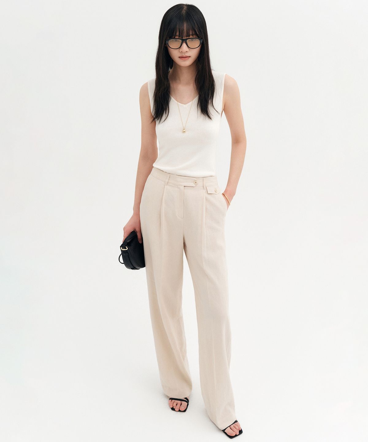 룩캐스트(LOOKAST) 헬레나 린넨 스트레이트 슬랙스_베이지 / HELENA LINEN STRAIGHT SLACKS_BEIGE