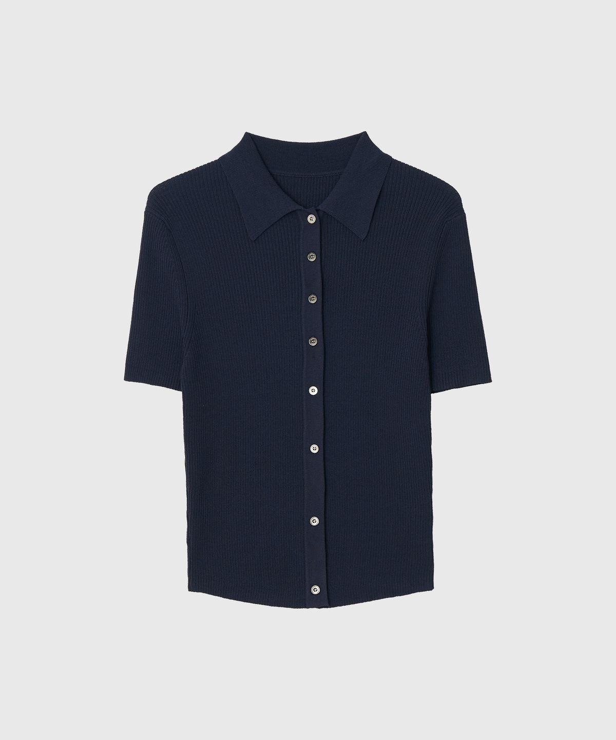 룩캐스트(LOOKAST) 리디 슬림핏 폴로 니트 탑_네이비 / LYDIE SLIM FIT POLO KNIT TOP_NAVY