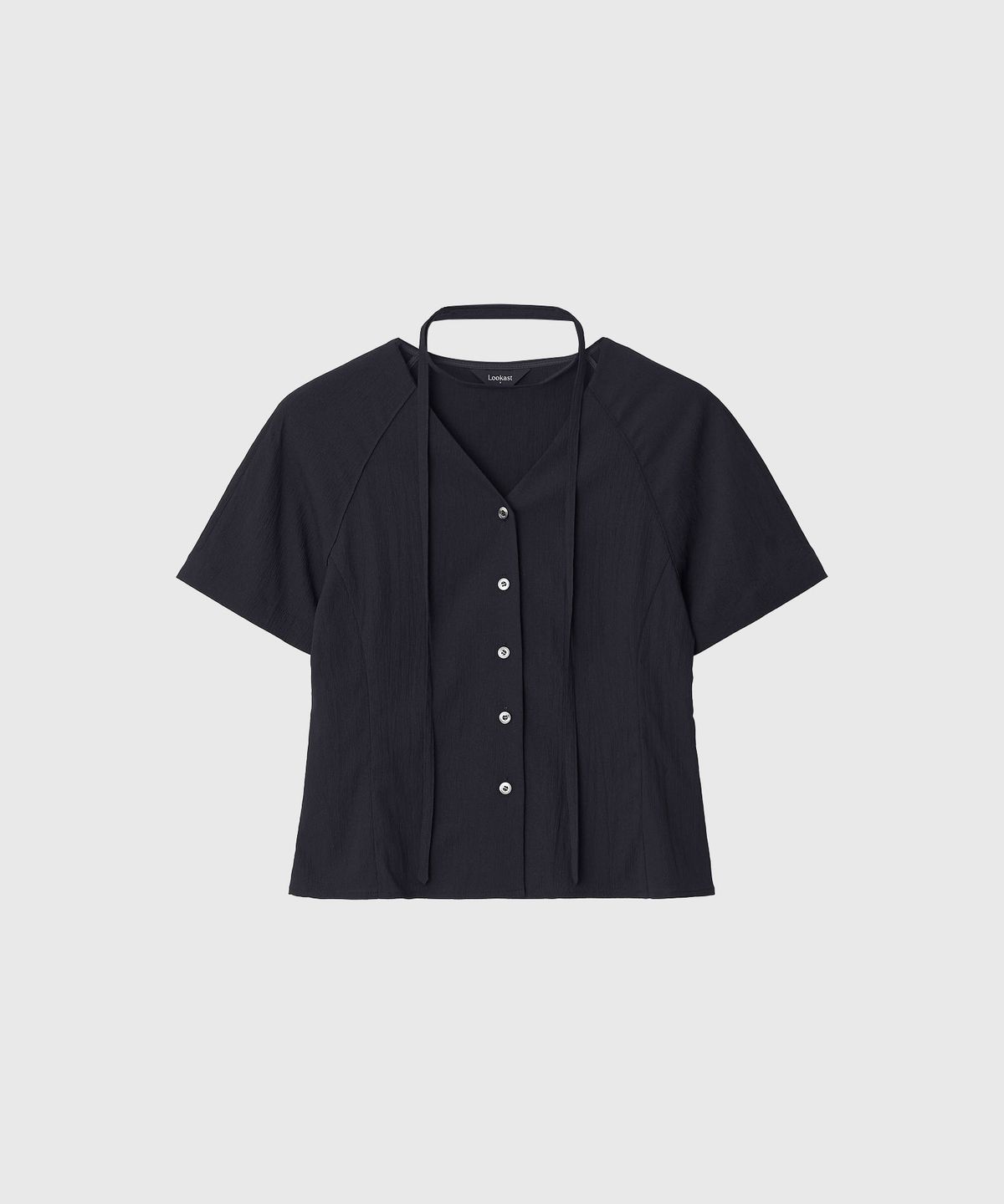 룩캐스트(LOOKAST) 소핀 브이넥 텍스처드 래글런 블라우스 / SOPHINE V-NECK TEXTURED RAGLAN BLOUSE_2colors