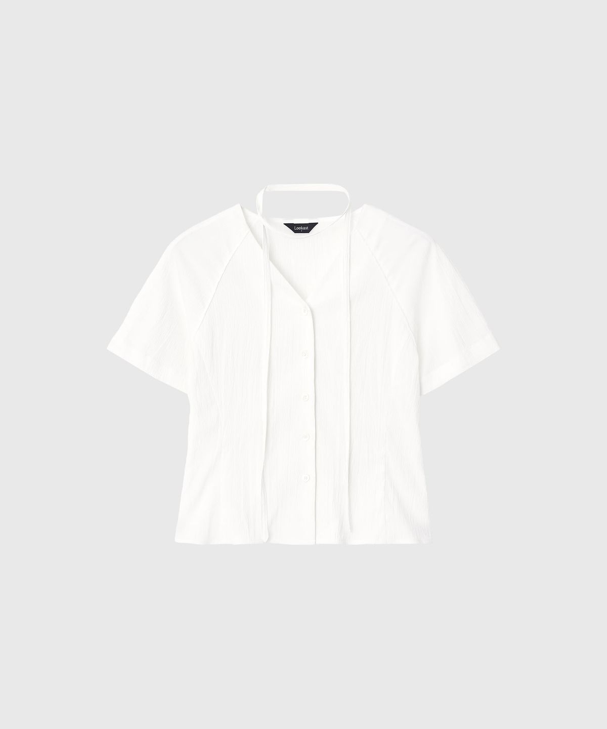 룩캐스트(LOOKAST) 소핀 브이넥 텍스처드 래글런 블라우스 / SOPHINE V-NECK TEXTURED RAGLAN BLOUSE_2colors