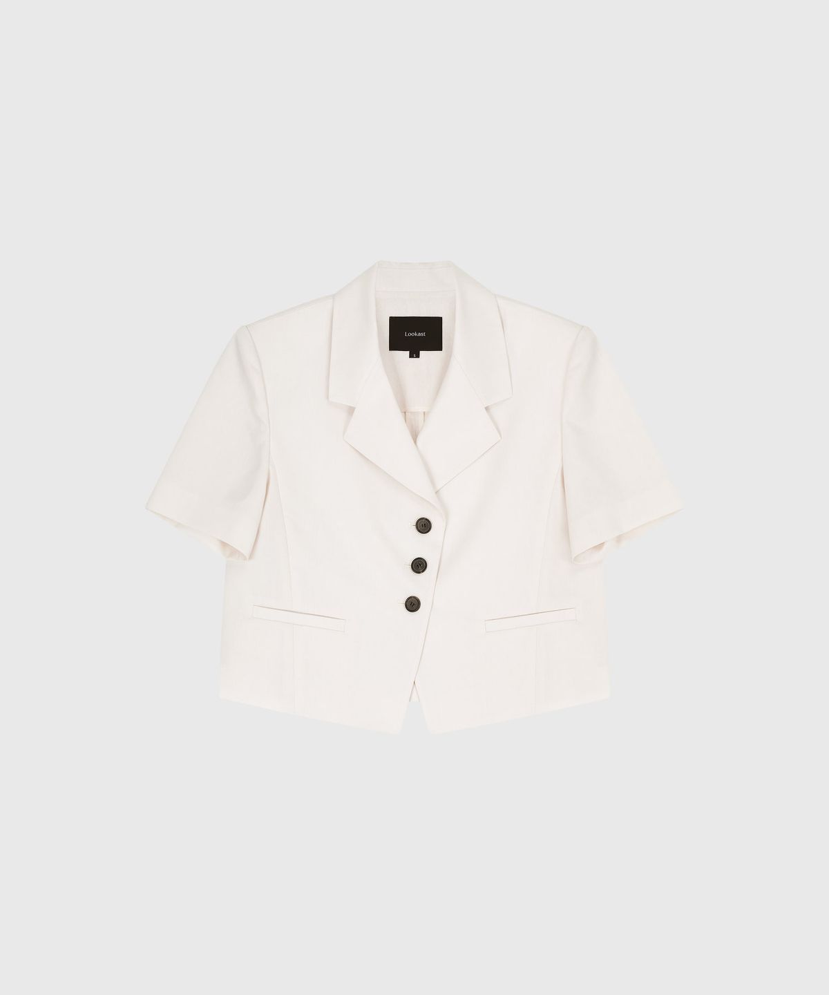 룩캐스트(LOOKAST) 로아 린넨 크롭 자켓_라이트 베이지 / ROA LINEN CROP JACKET_LIGHT BEIGE