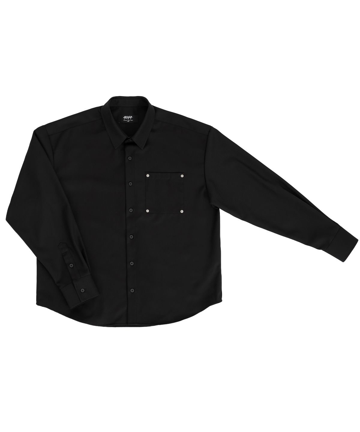 아차(ACHA) Semi crop rivet bolo tie shirt _ black