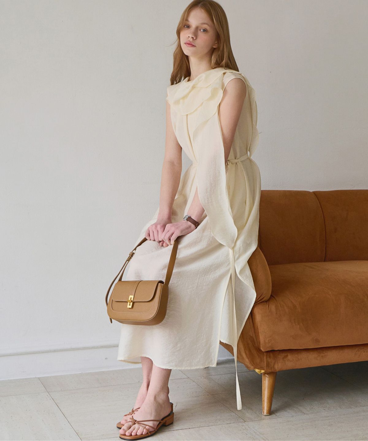 슬로우롤리(SLOWLOLLI) Drape layered sleeveless dress_2 Colors