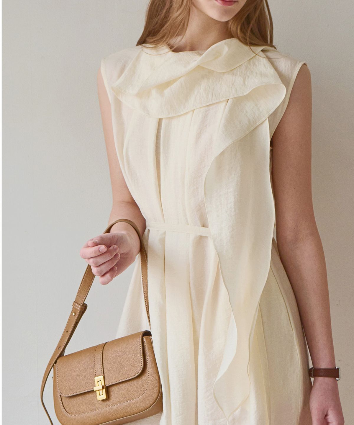 슬로우롤리(SLOWLOLLI) Drape layered sleeveless dress_2 Colors