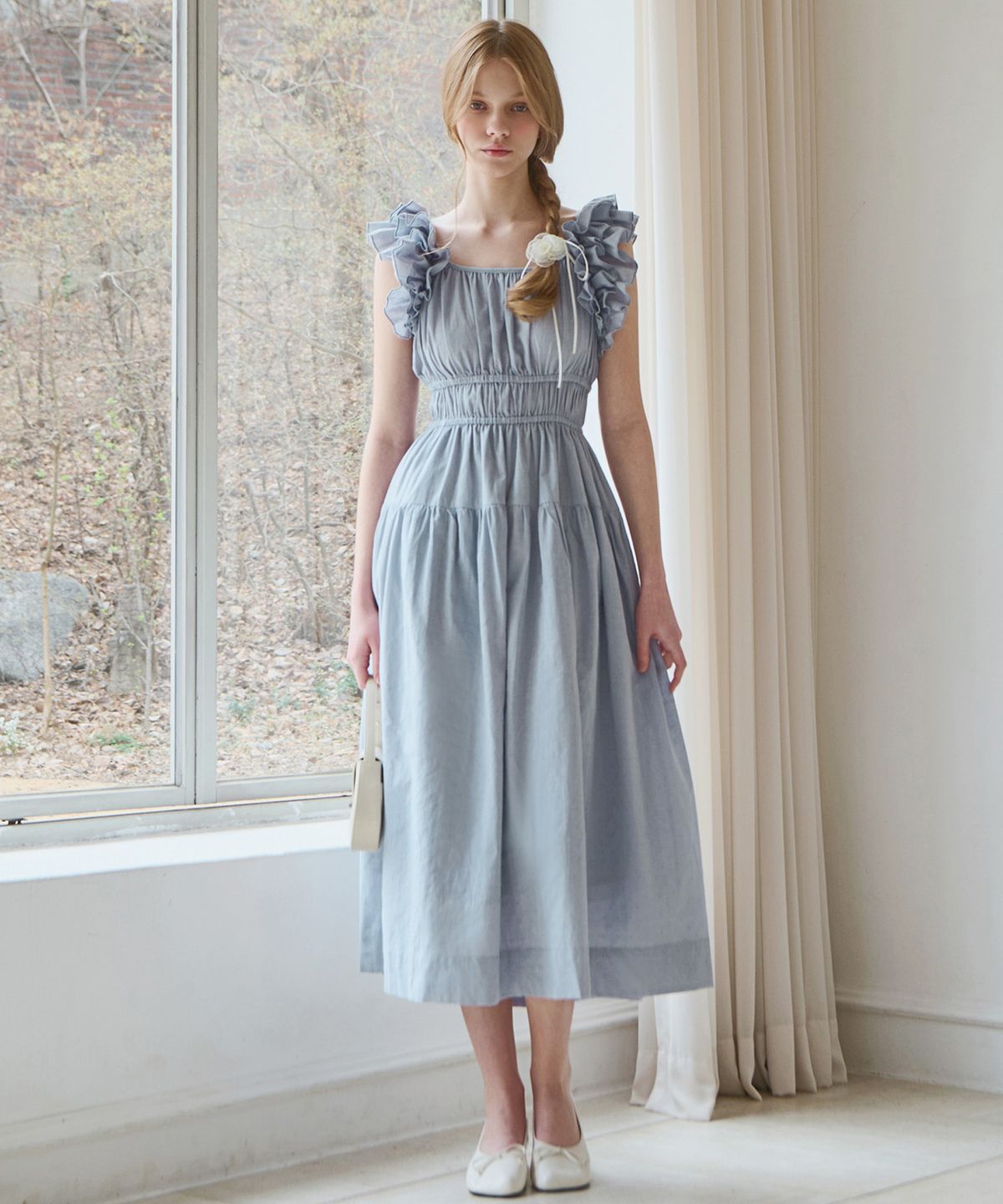 슬로우롤리(SLOWLOLLI) Ruffle line sleeveless dress_3 Colors