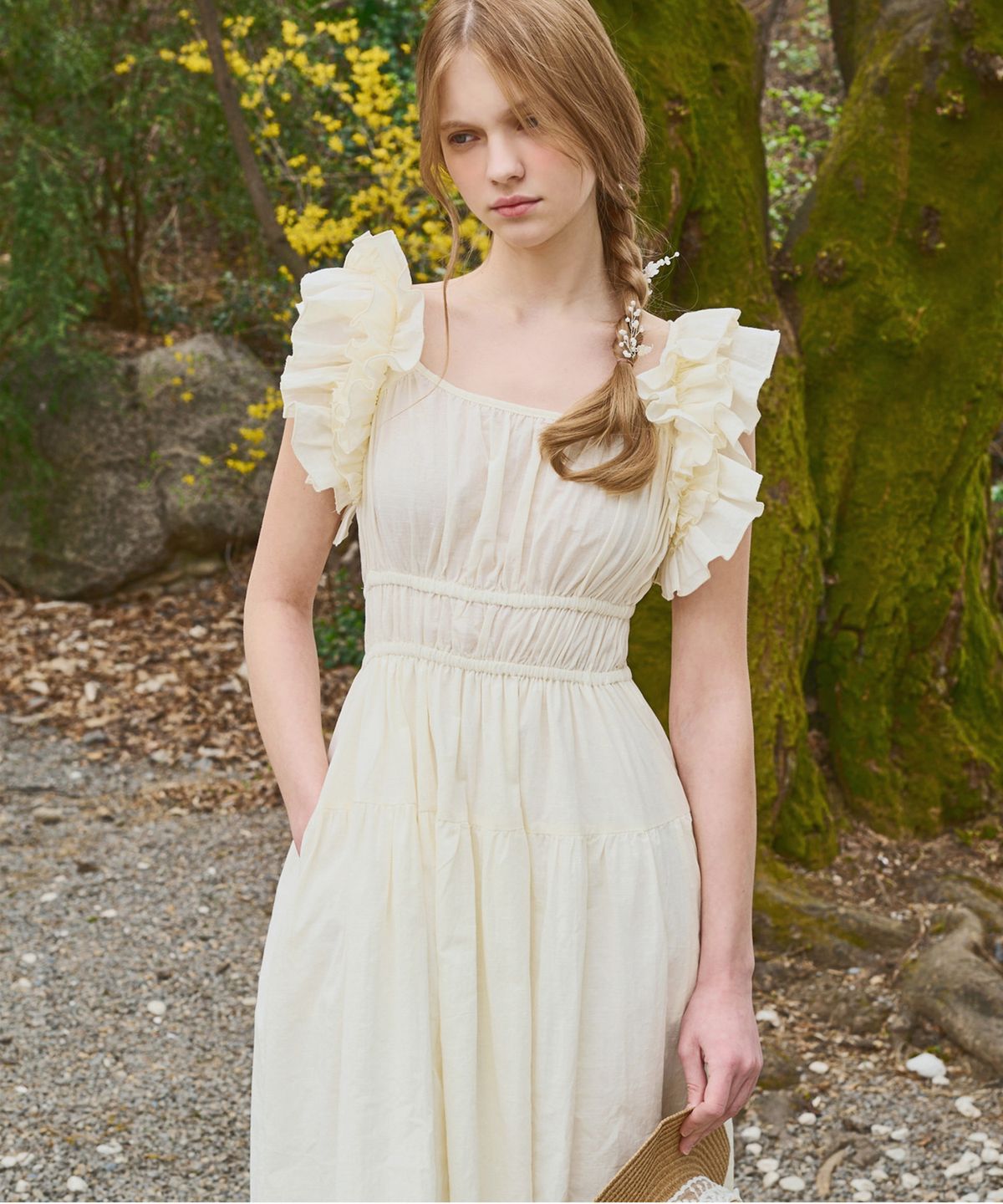 슬로우롤리(SLOWLOLLI) Ruffle line sleeveless dress_3 Colors