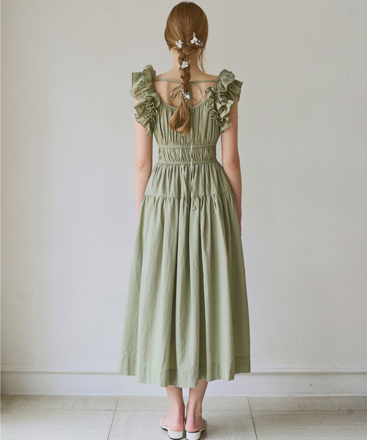 슬로우롤리(SLOWLOLLI) Ruffle line sleeveless dress_3 Colors