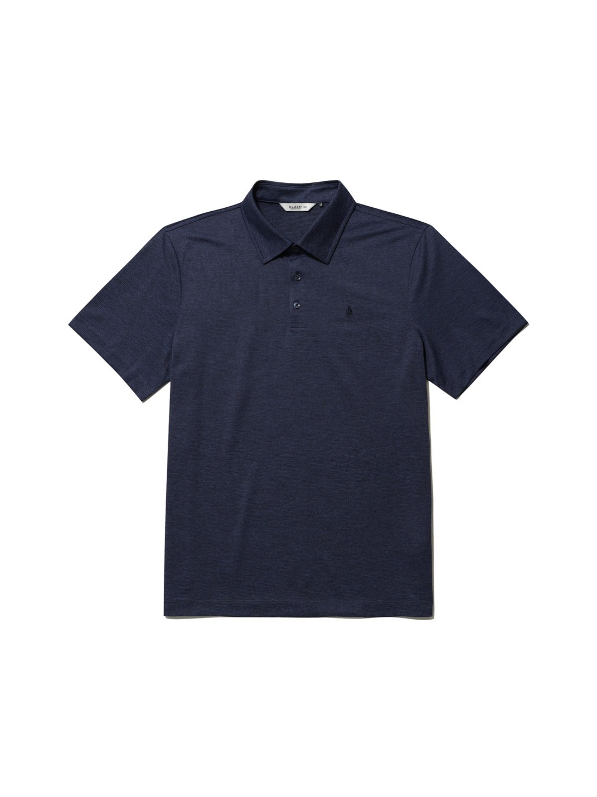 올젠(OLZEN) 남성 에센셜 믹셀 변형 카라 반팔티_ZBG2TT1201NV
