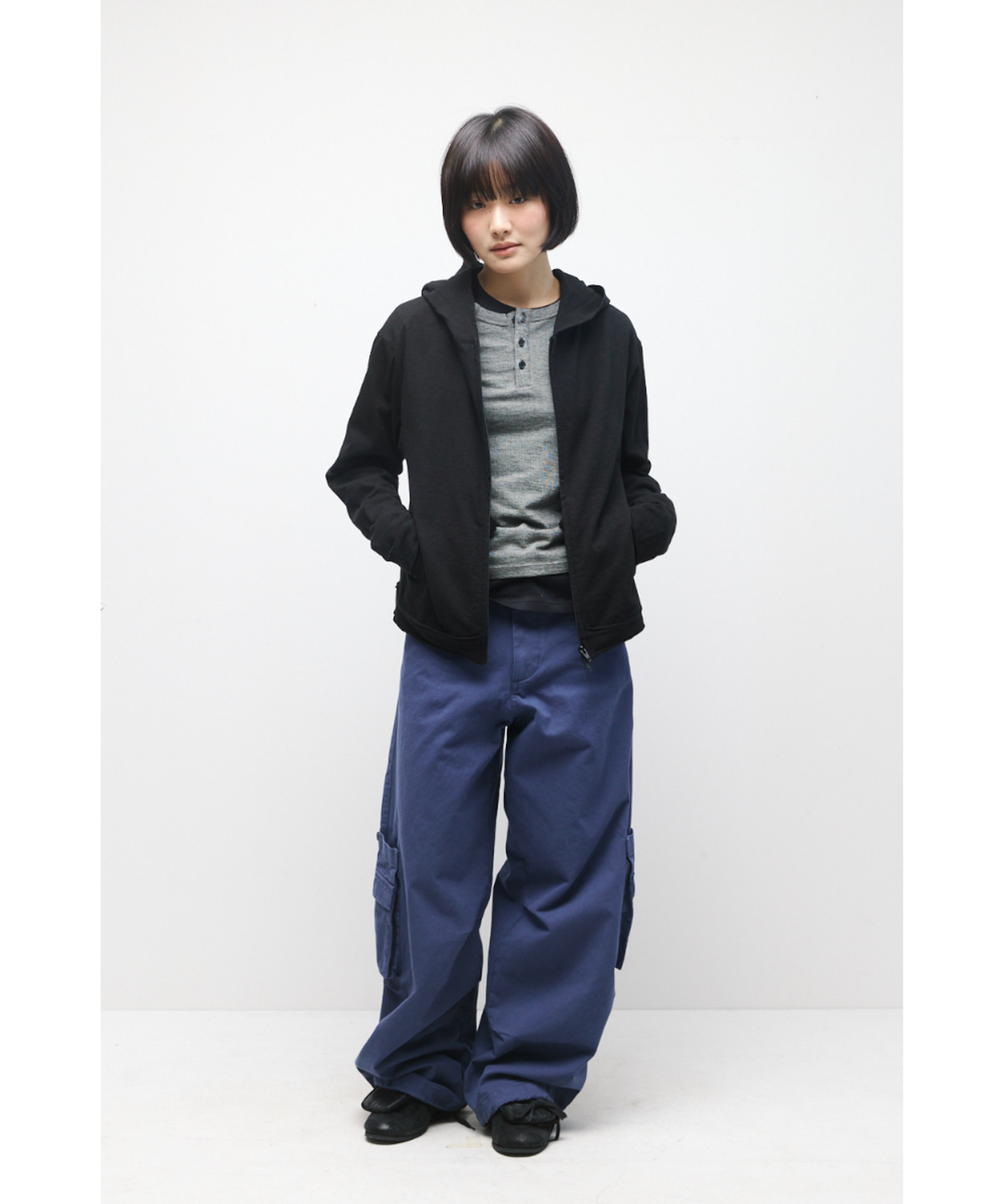 해칭룸(HATCHINGROOM) Rough Hoodie Slub Black
