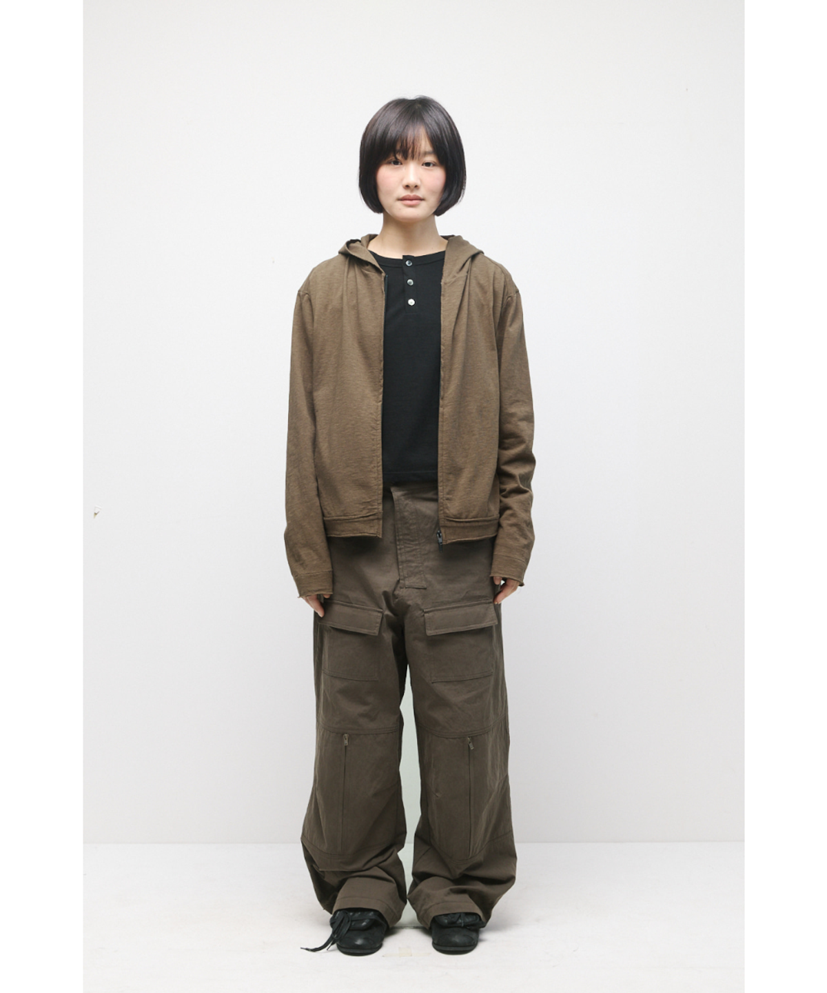 해칭룸(HATCHINGROOM) Rough Hoodie Slub Dark Khaki