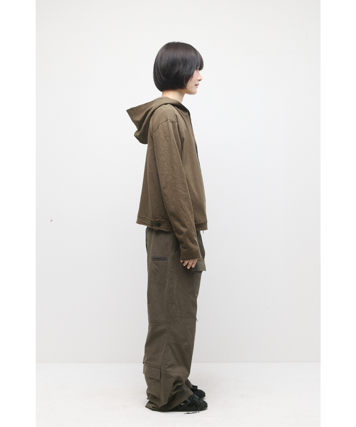 해칭룸(HATCHINGROOM) Rough Hoodie Slub Dark Khaki