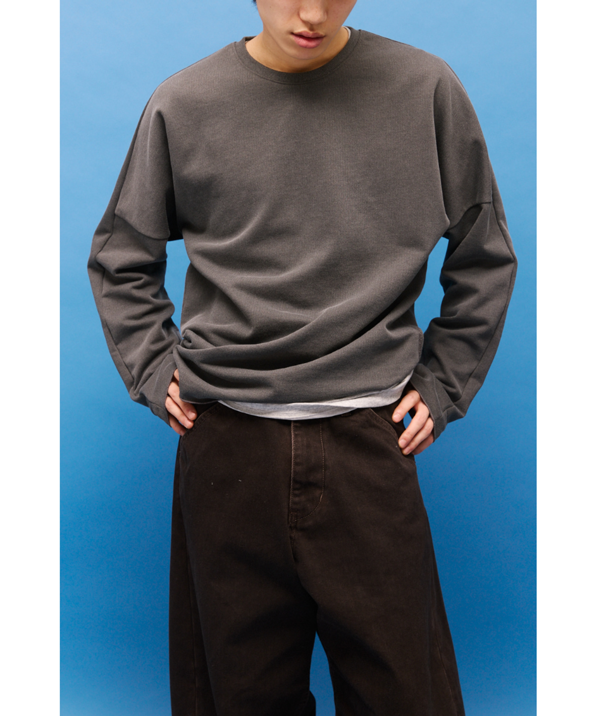 해칭룸(HATCHINGROOM) Dolman Sleeve Tee Dyed Charcoal