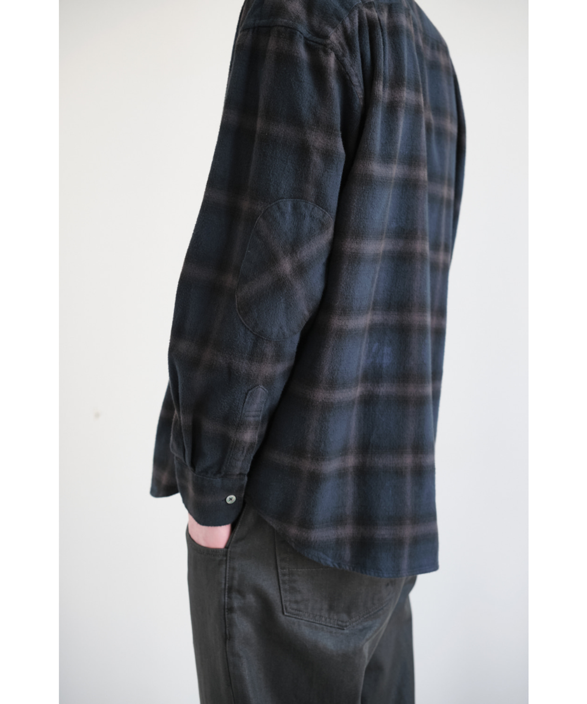 해칭룸(HATCHINGROOM) Archive Shirt V2 Check Dyed Blue Charcoal