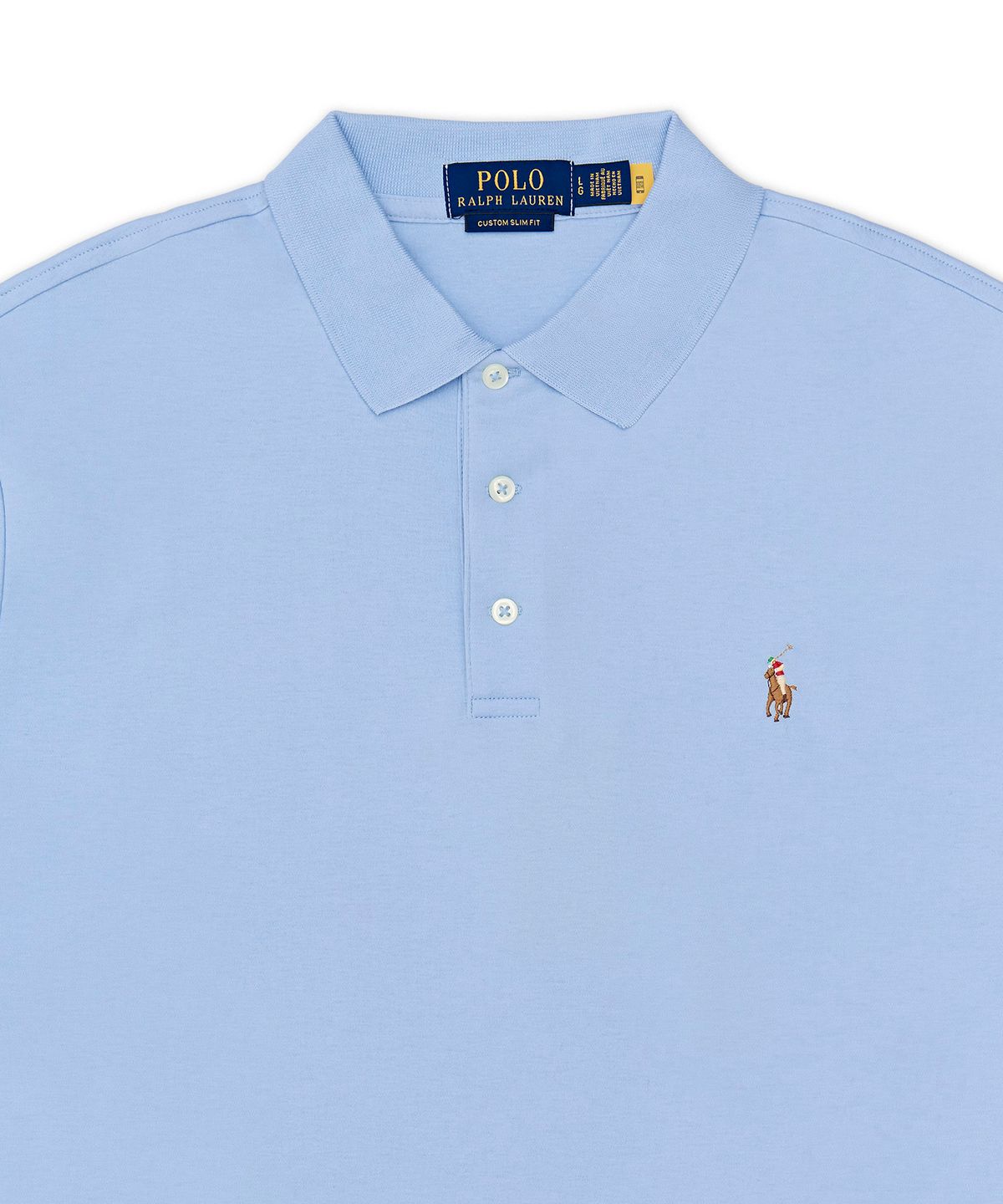 폴로 랄프 로렌(POLO RALPH LAUREN) 커스텀 슬림핏 소프트 코튼 폴로 셔츠-블루