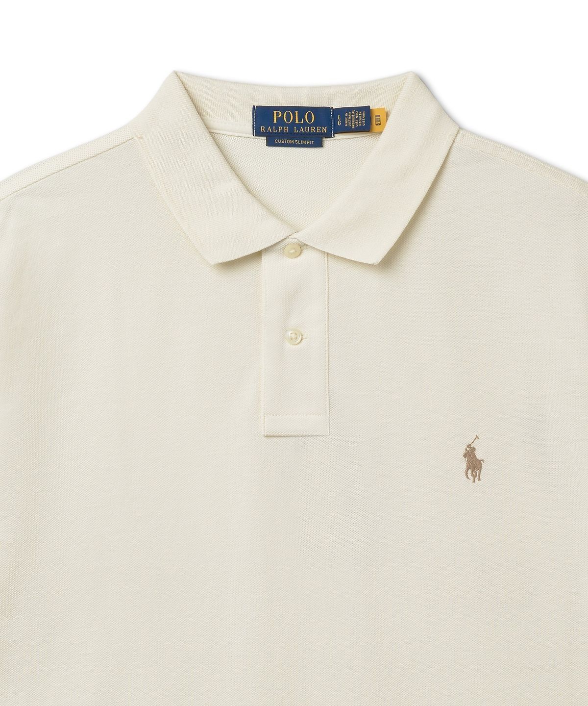 폴로 랄프 로렌(POLO RALPH LAUREN) 커스텀 슬림핏 메시 폴로 셔츠-내추럴