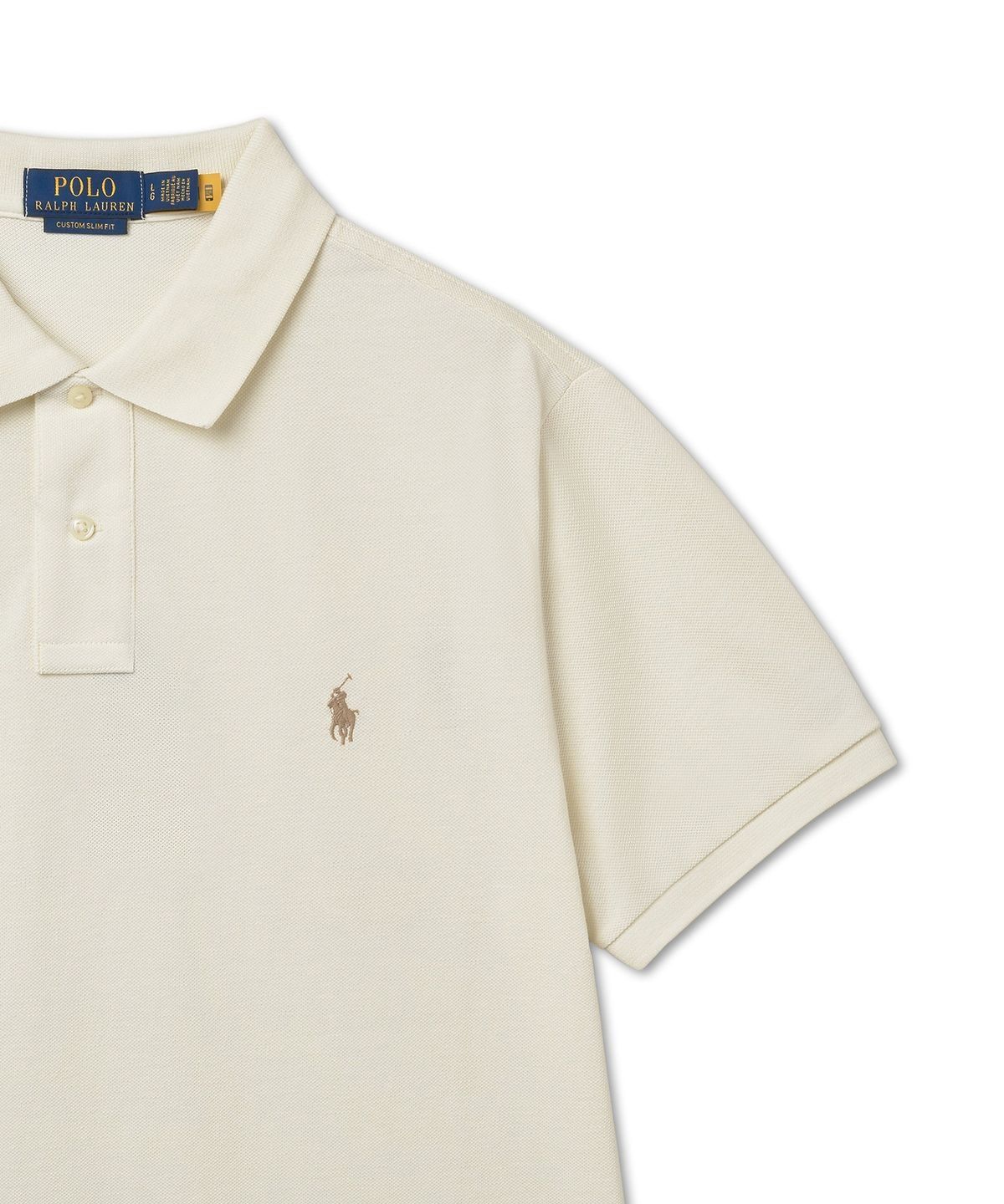 폴로 랄프 로렌(POLO RALPH LAUREN) 커스텀 슬림핏 메시 폴로 셔츠-내추럴