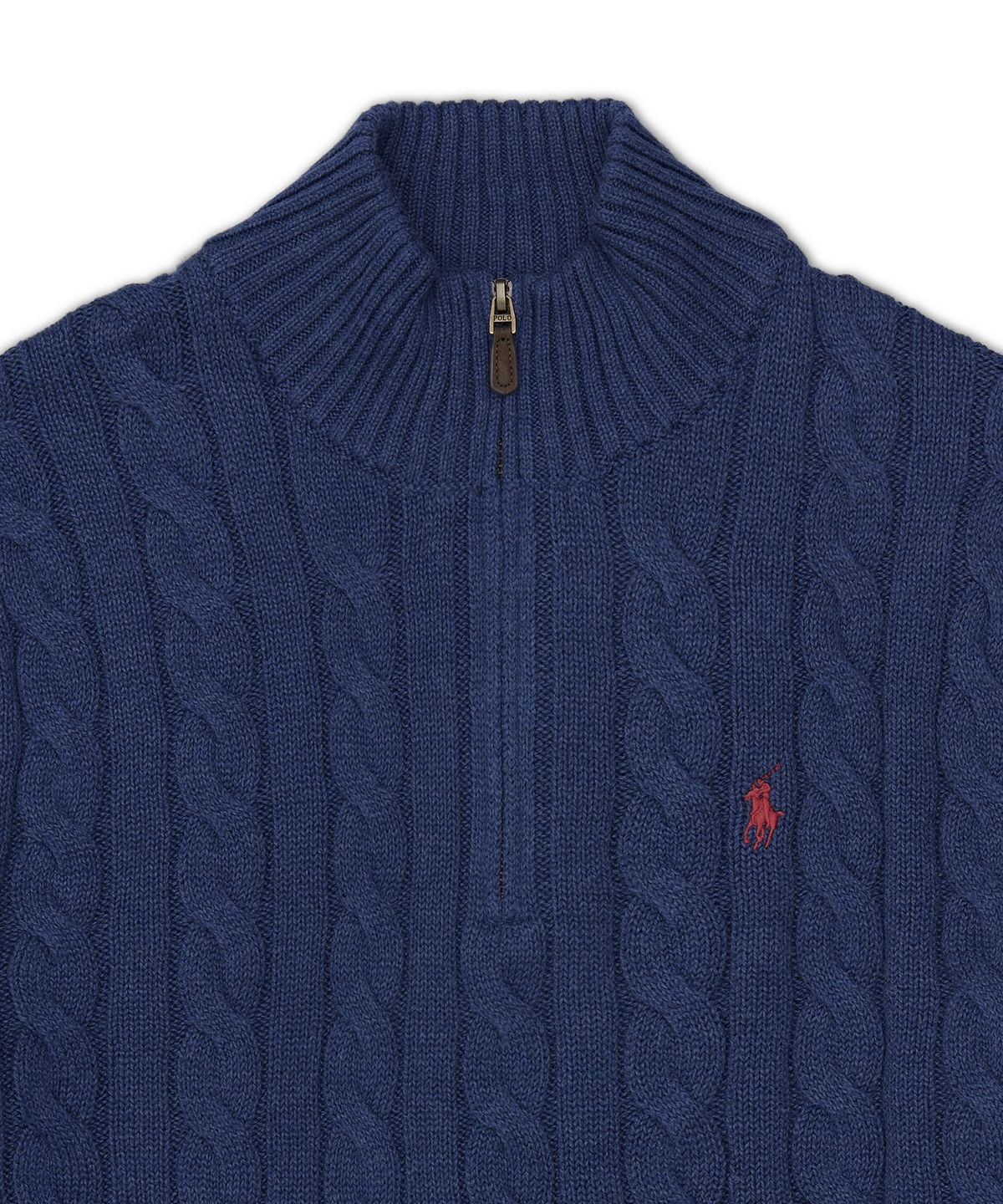 폴로 랄프 로렌(POLO RALPH LAUREN) 케이블 니트 코튼 쿼터 지퍼 스웨터-네이비
