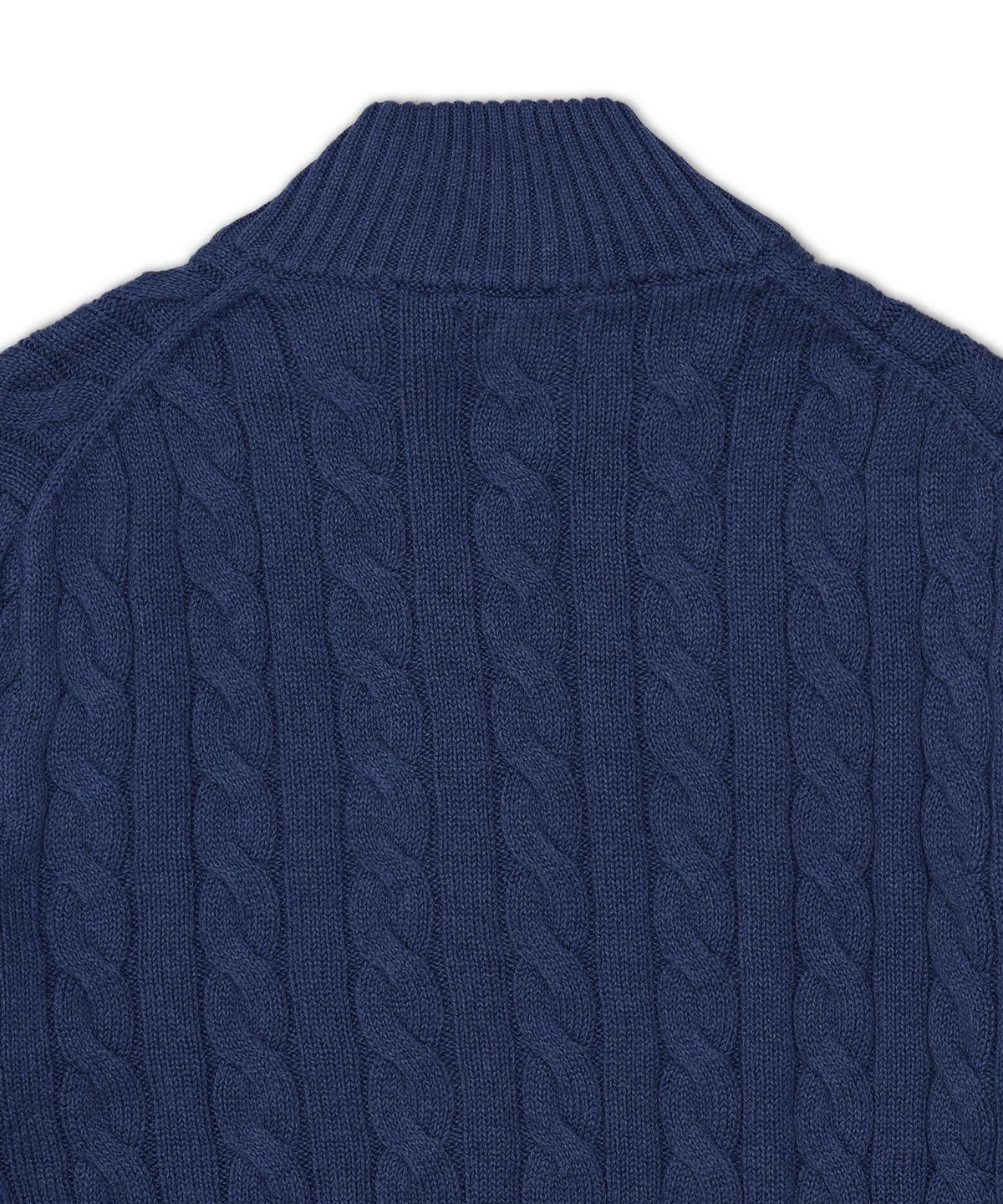 폴로 랄프 로렌(POLO RALPH LAUREN) 케이블 니트 코튼 쿼터 지퍼 스웨터-네이비