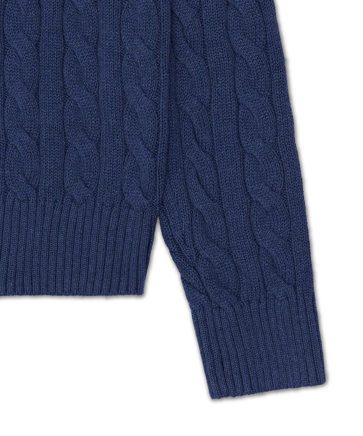 폴로 랄프 로렌(POLO RALPH LAUREN) 케이블 니트 코튼 쿼터 지퍼 스웨터-네이비
