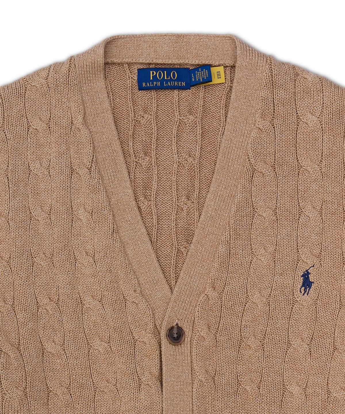 폴로 랄프 로렌(POLO RALPH LAUREN) 케이블 니트 코튼 카디건-브라운