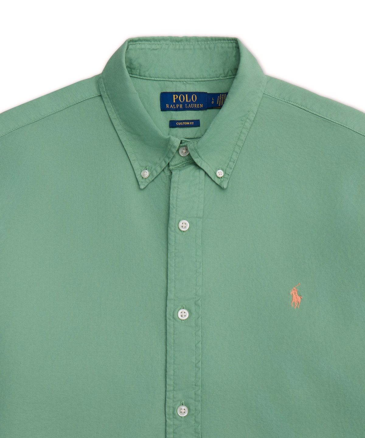 폴로 랄프 로렌(POLO RALPH LAUREN) 커스텀핏 가먼트 다이 옥스포드 셔츠-그린