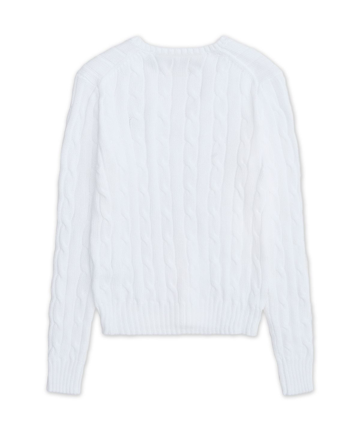 폴로 랄프 로렌(POLO RALPH LAUREN) 케이블 니트 코튼 브이넥 스웨터-화이트