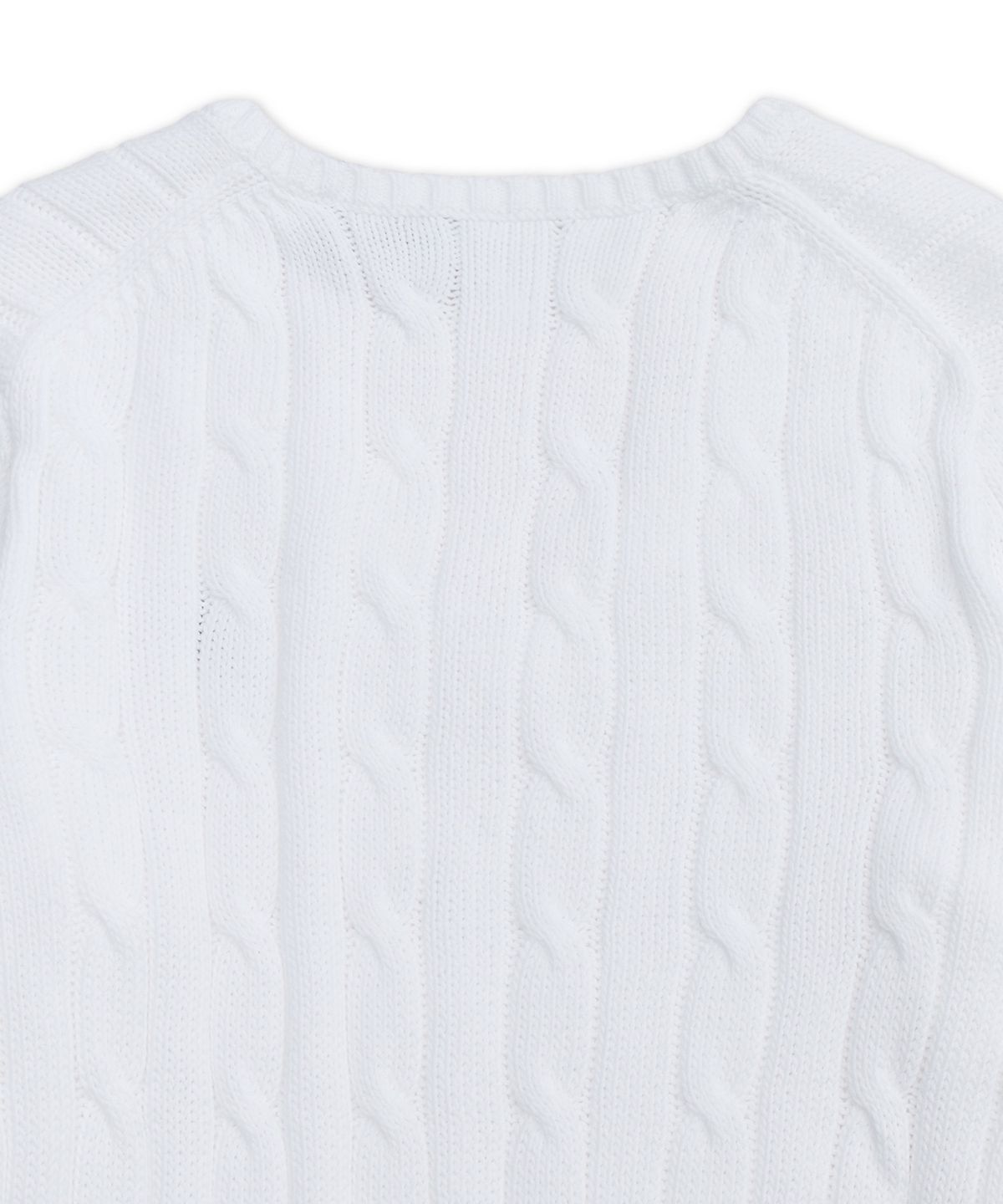 폴로 랄프 로렌(POLO RALPH LAUREN) 케이블 니트 코튼 브이넥 스웨터-화이트