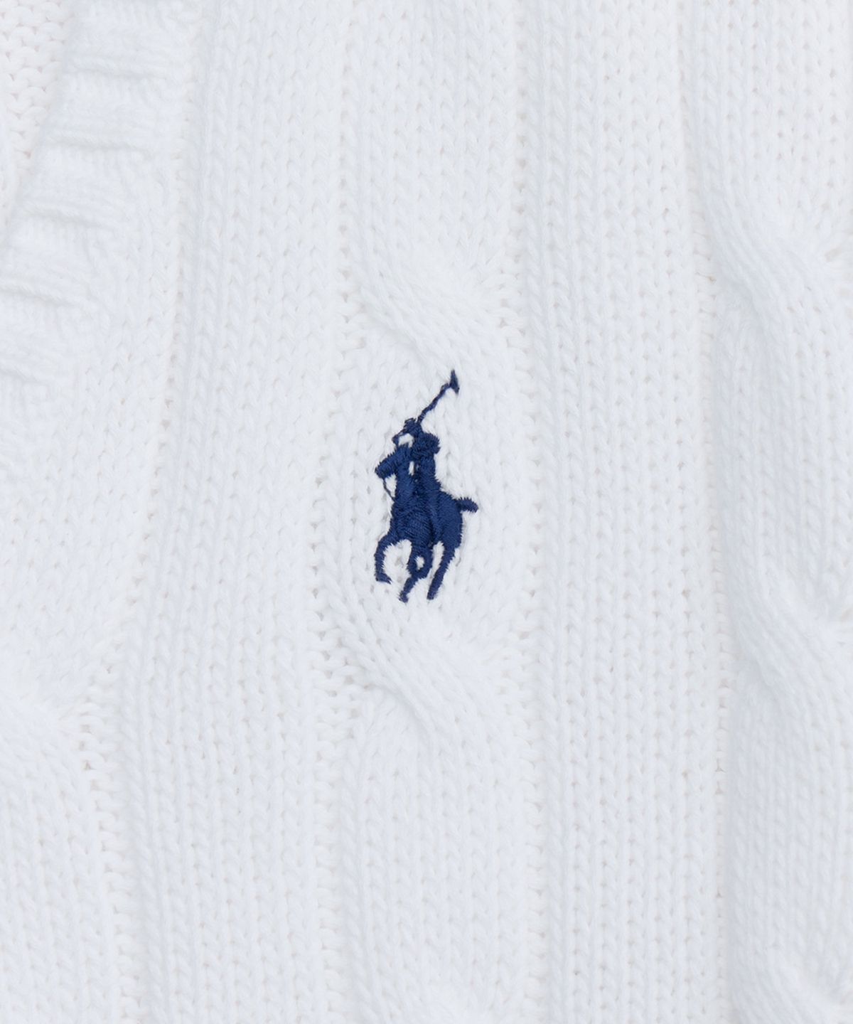 폴로 랄프 로렌(POLO RALPH LAUREN) 케이블 니트 코튼 브이넥 스웨터-화이트