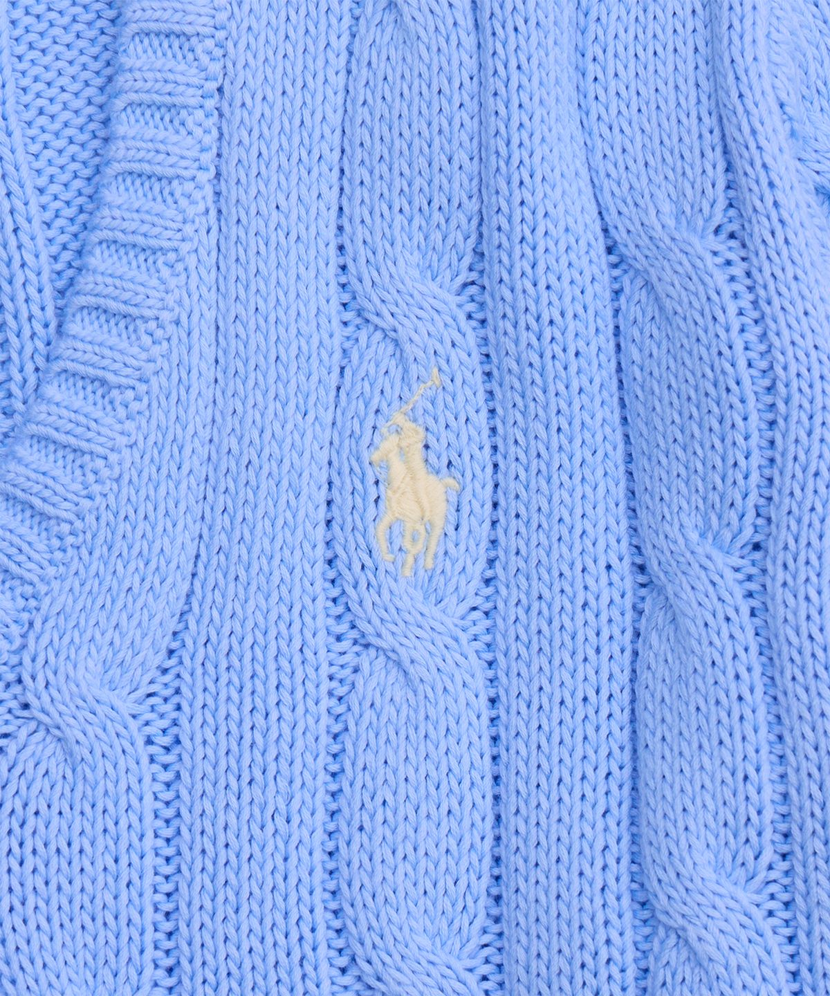 폴로 랄프 로렌(POLO RALPH LAUREN) 케이블 니트 코튼 브이넥 스웨터-블루