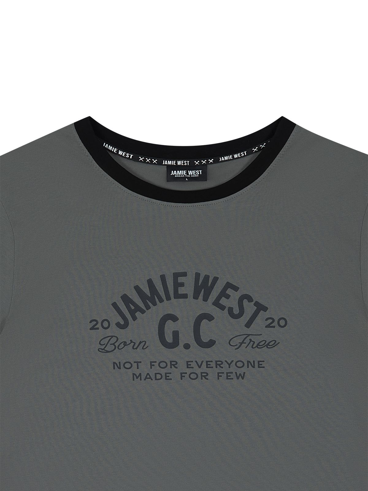 제이미웨스트(JAMIE WEST) JWGC 레터링 레귤러 링거 티셔츠 (그레이)
