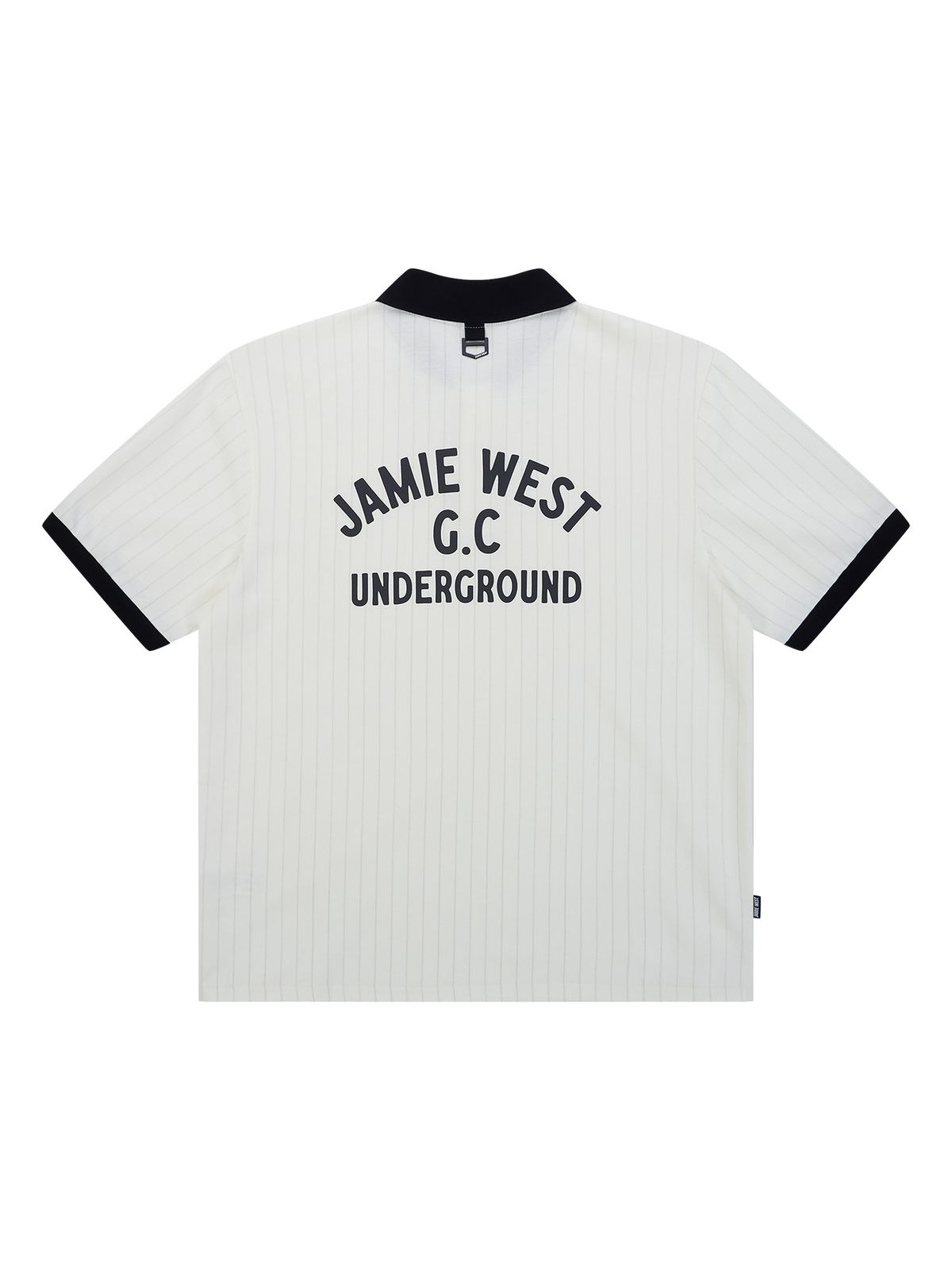 제이미웨스트(JAMIE WEST) 클래식 스트라이프 레터링 레귤러 카라티셔츠 (아이보리)