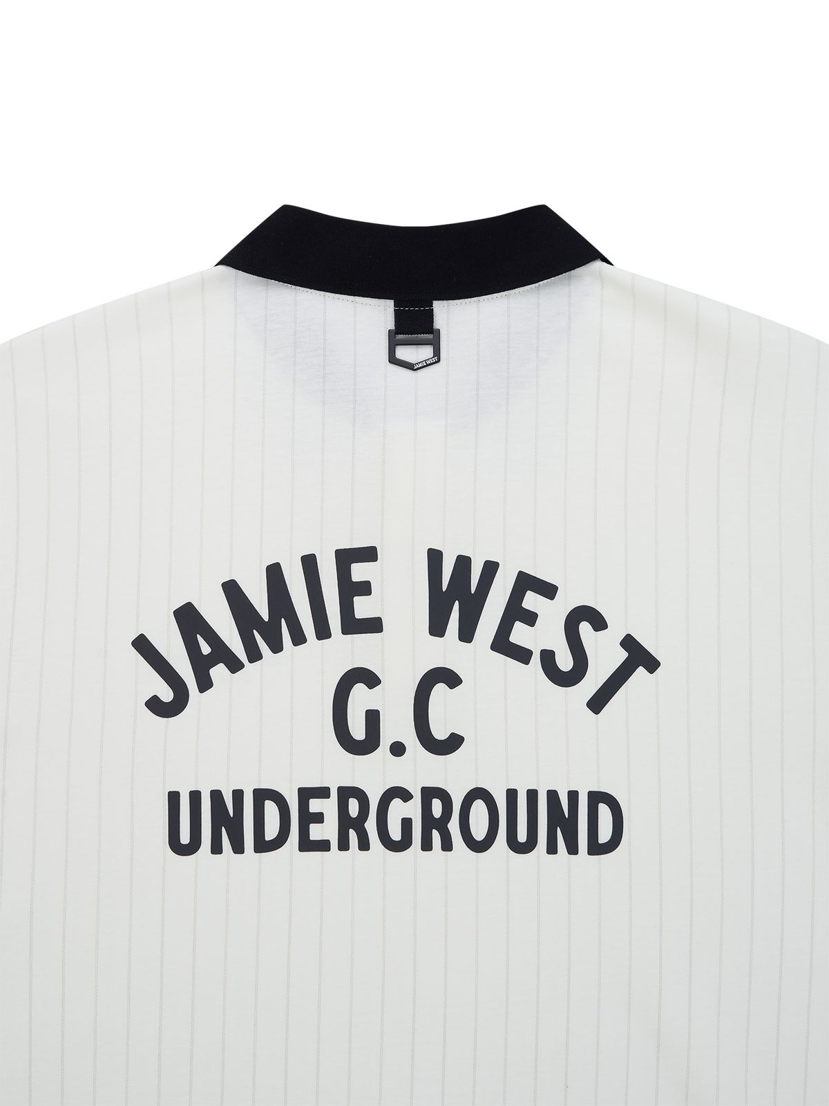 제이미웨스트(JAMIE WEST) 클래식 스트라이프 레터링 레귤러 카라티셔츠 (아이보리)
