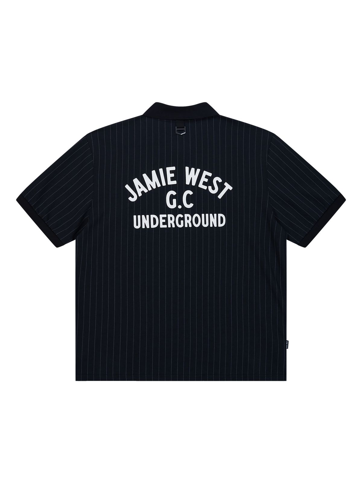 제이미웨스트(JAMIE WEST) 클래식 스트라이프 레터링 레귤러 카라티셔츠 (블랙)