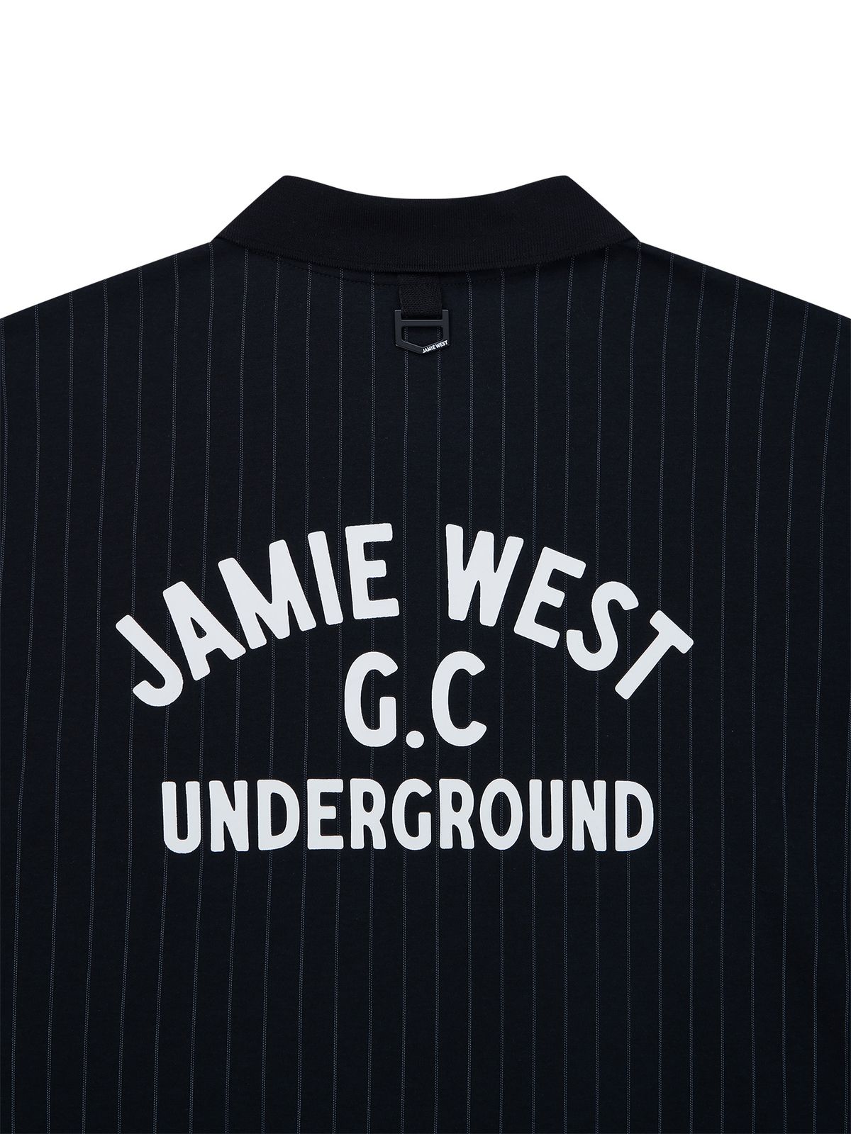 제이미웨스트(JAMIE WEST) 클래식 스트라이프 레터링 레귤러 카라티셔츠 (블랙)