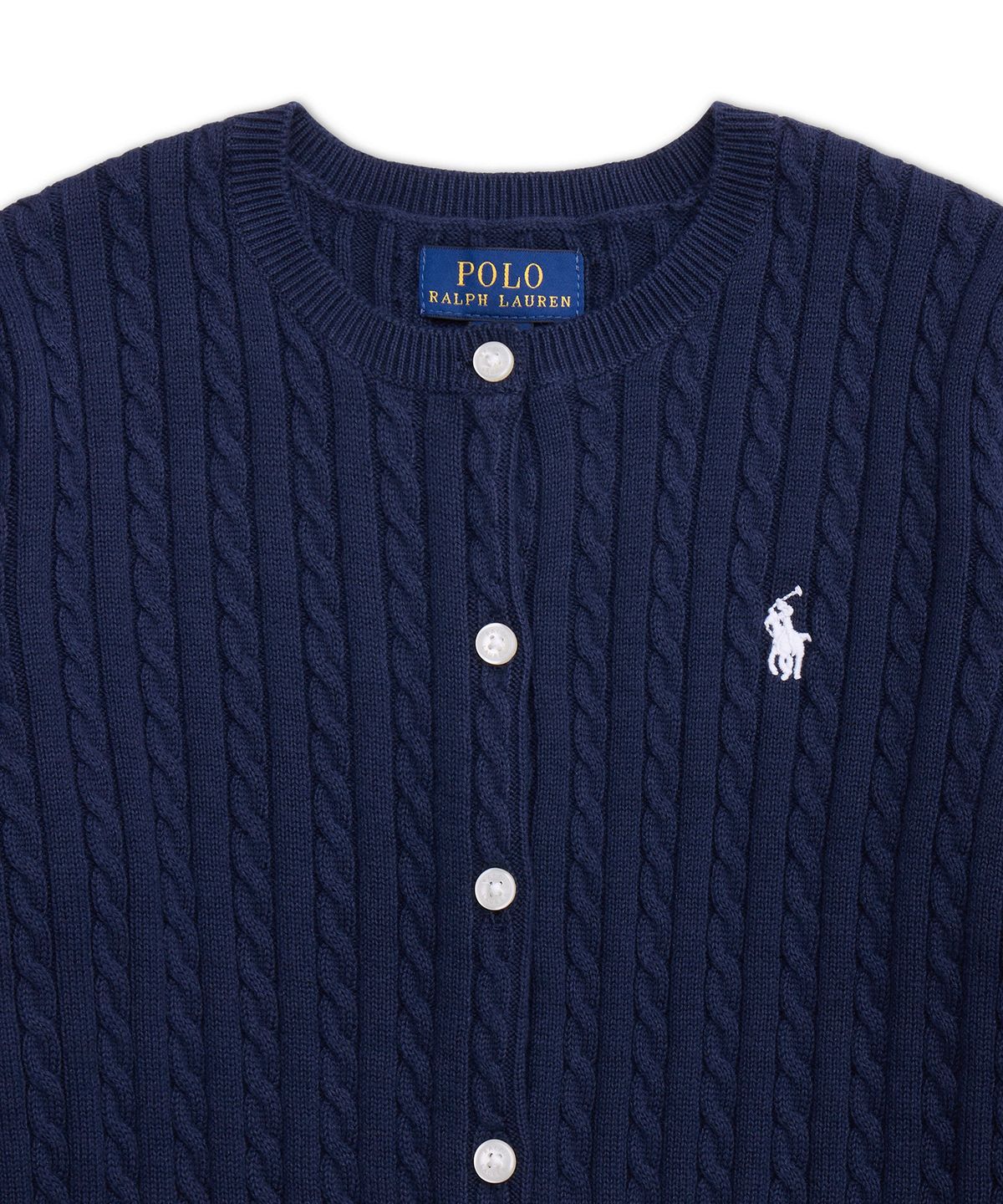폴로 랄프 로렌 칠드런(POLO RALPH LAUREN CHILDREN) 미니 케이블 코튼 카디건-네이비