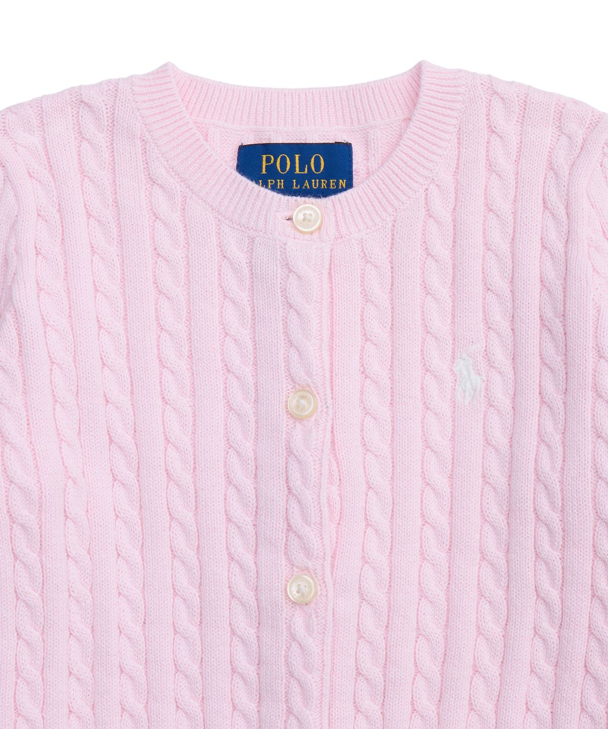 폴로 랄프 로렌 칠드런(POLO RALPH LAUREN CHILDREN) 미니 케이블 코튼 카디건-핑크