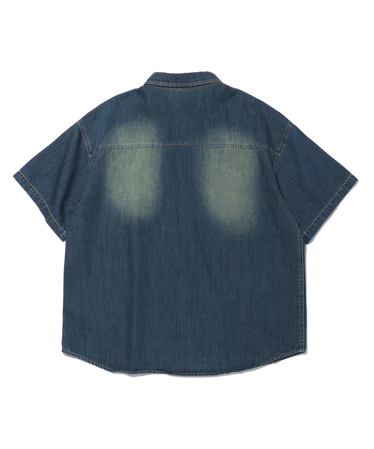 어노이드(ANNOYED) 원 포켓 워시드 데님 반팔 셔츠 LQ2YU347_DARK INDIGO