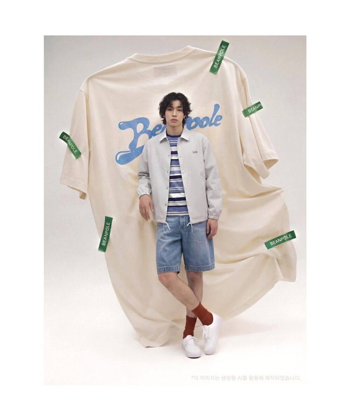 빈폴 멘(BEANPOLE MEN) PAPER PRESS X BEANPOLE 백프린트 코치 아우터  스카이 블루