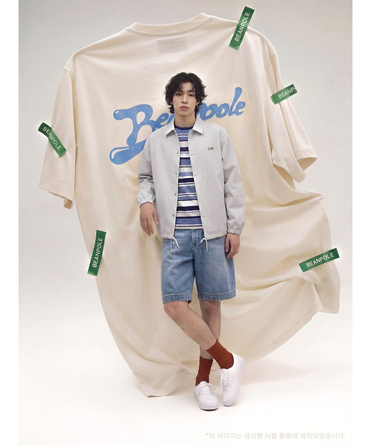 빈폴 멘(BEANPOLE MEN) PAPER PRESS X BEANPOLE 백프린트 코치 아우터  스카이 블루