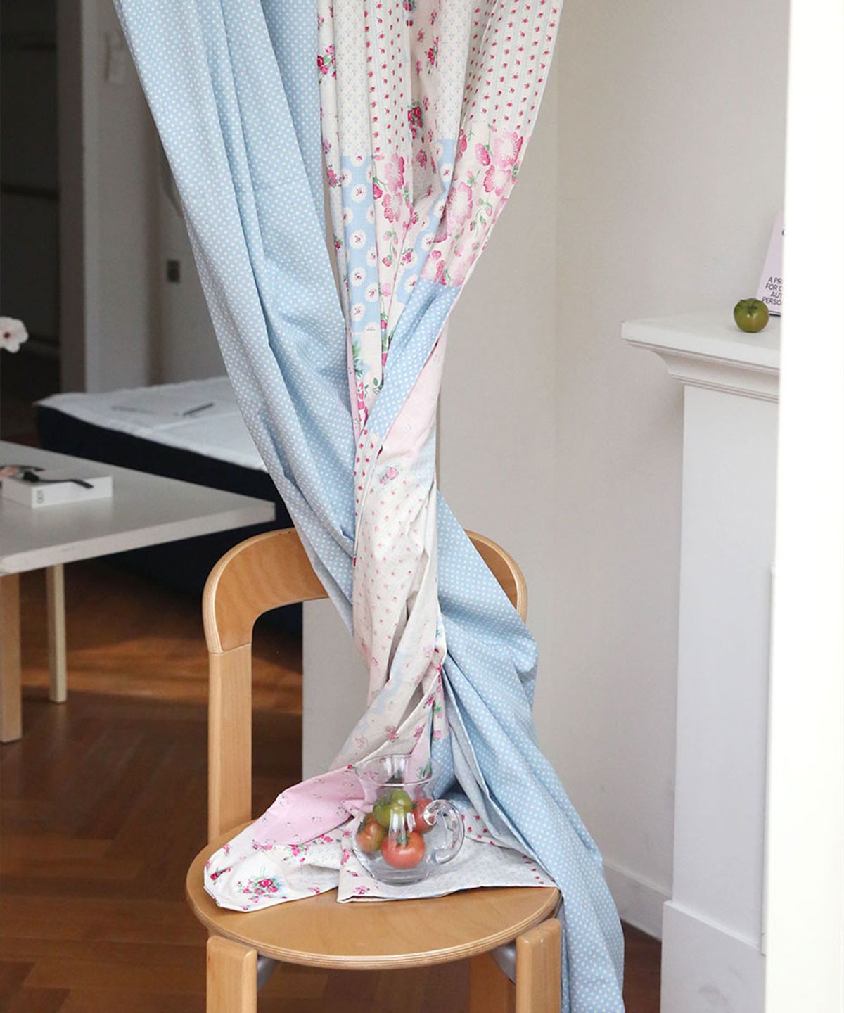 메종드룸룸(MAISON DE ROOMROOM) 노팅힐 패치워크&블루도트 가리개 커튼