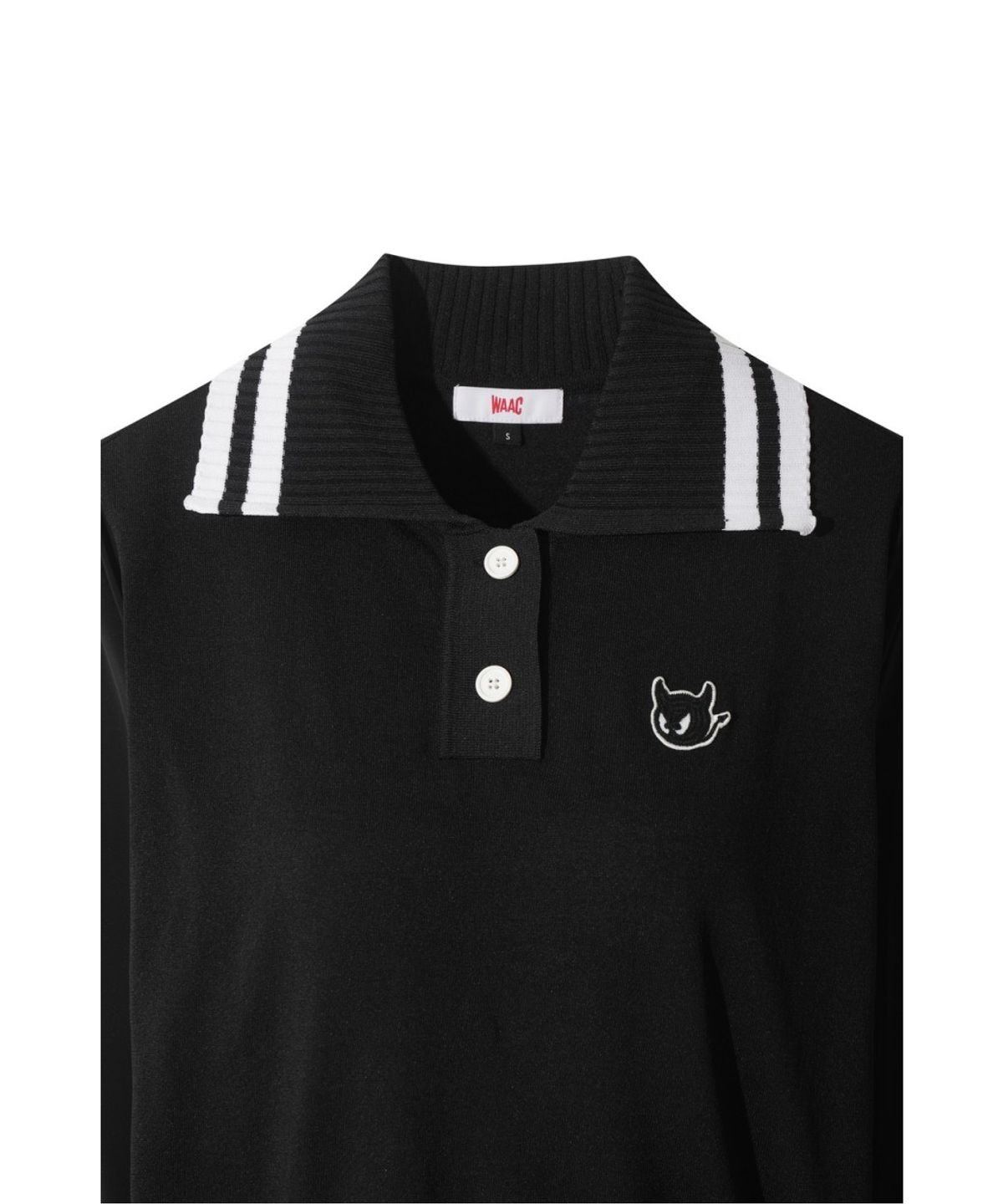 왁(WAAC) Women Big Collar Knit Hybrid Polo WWTBM26301BKX