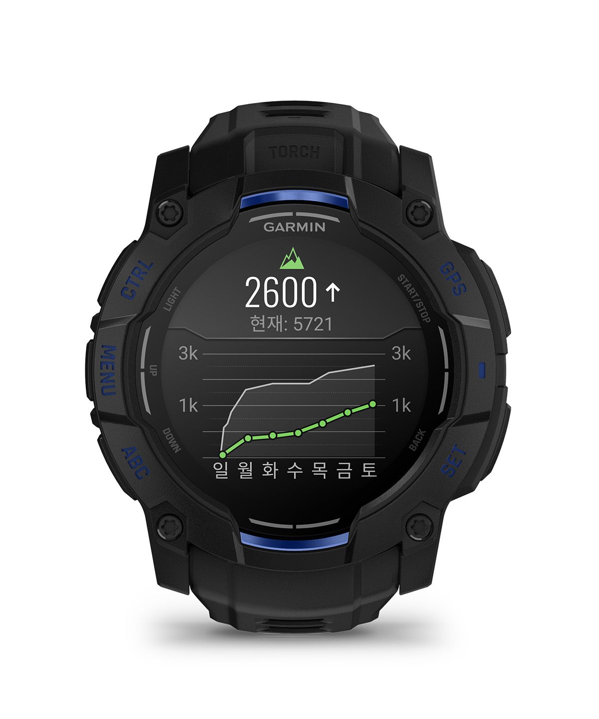 가민(GARMIN) 인스팅트3 50mm AMOLED 블랙(블랙/볼트 블루 밴드)
