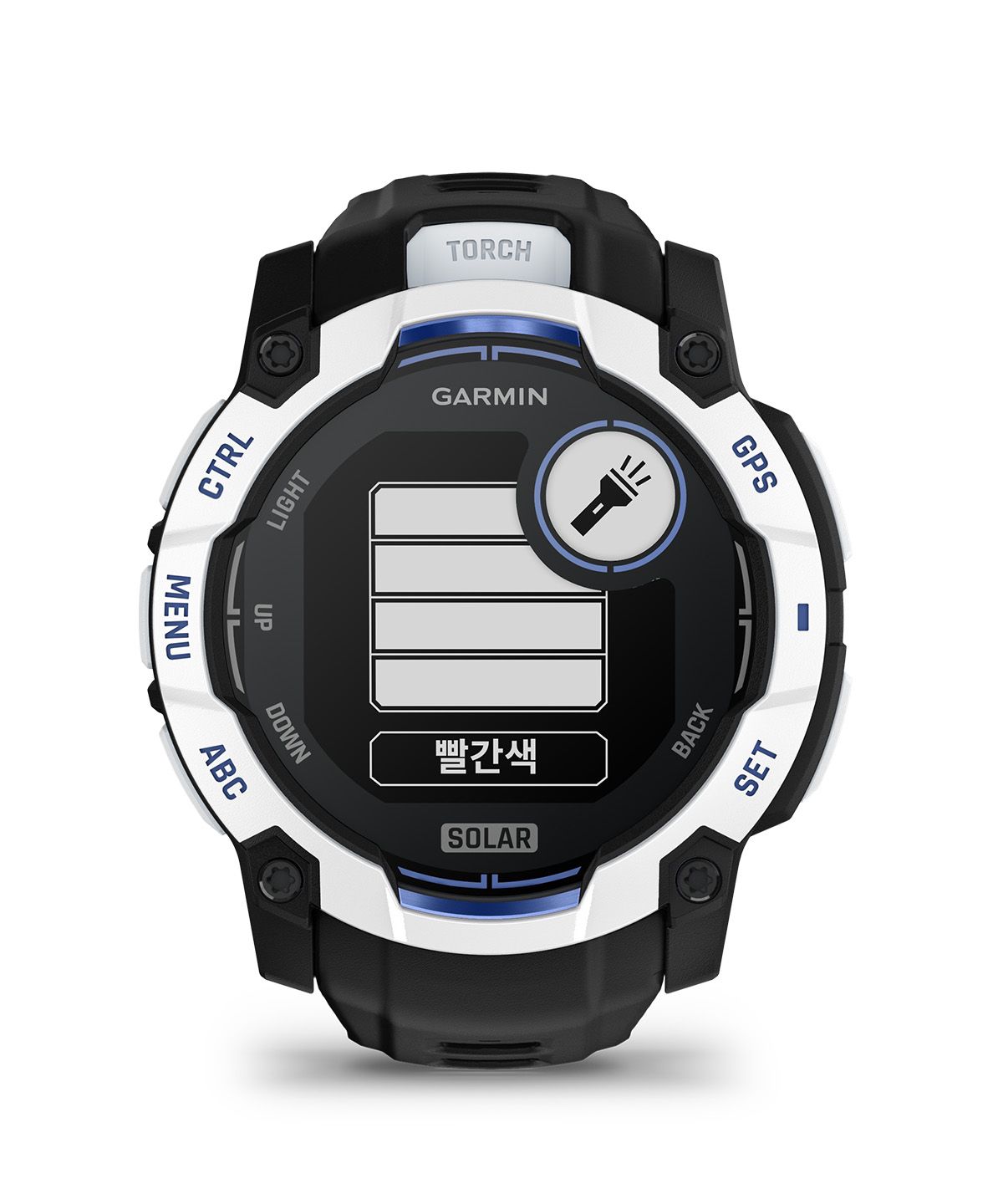 가민(GARMIN) 인스팅트3 50mm SOLAR 화이트스톤(블랙/볼트 블루 밴드)
