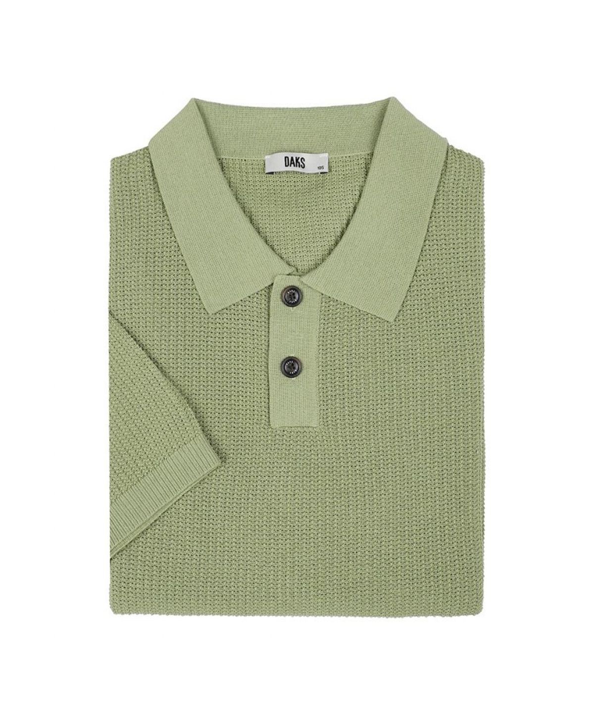 닥스셔츠(DAKS SHIRTS) 면혼방 반팔 카라 니트 그린_DLS1SWTS106E1