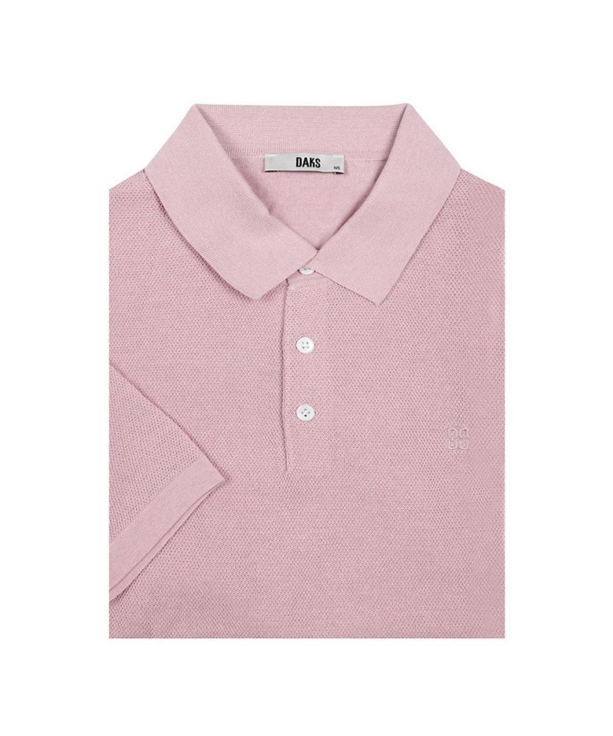 닥스셔츠(DAKS SHIRTS) 면혼방 반팔 카라니트 핑크_DLS1SWTS150P1