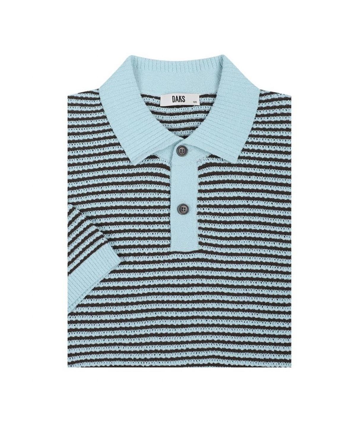 닥스셔츠(DAKS SHIRTS) 스트라이프 반팔 카라니트 브라운_DLS1SWTS107W1