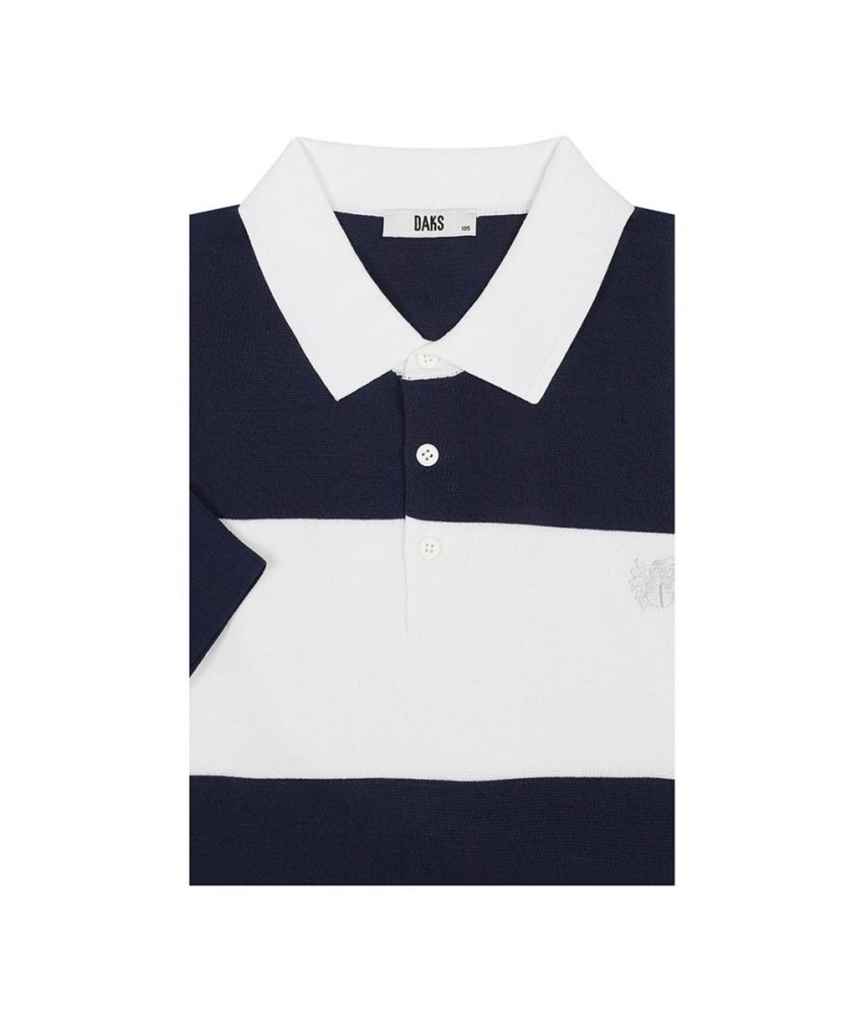 닥스셔츠(DAKS SHIRTS) 스트라이프 반팔 카라니트 네이비_DLS1SWTS111N1