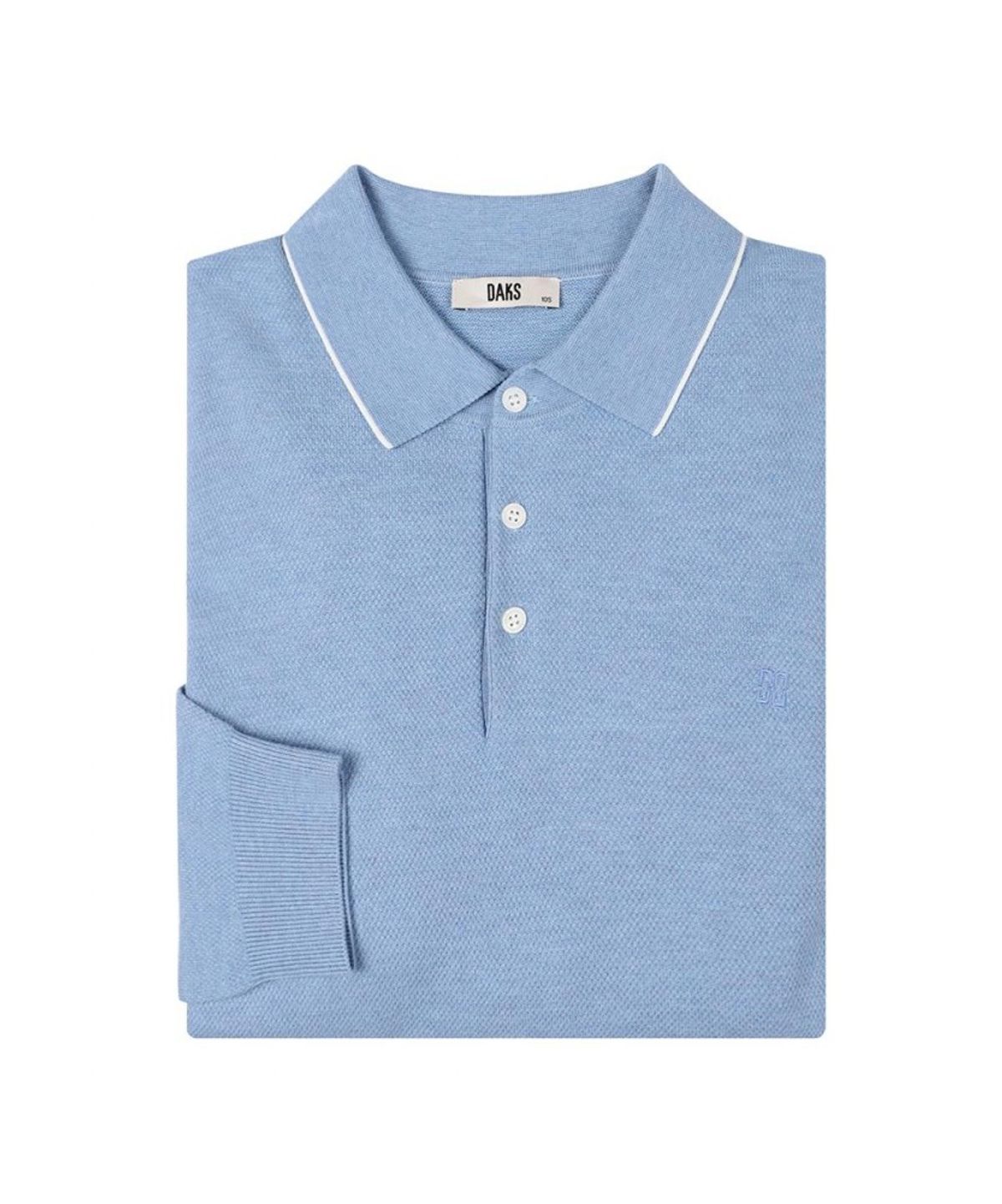 닥스셔츠(DAKS SHIRTS) 비스코스 혼방 카라니트 블루_DLA1SWTL101B1